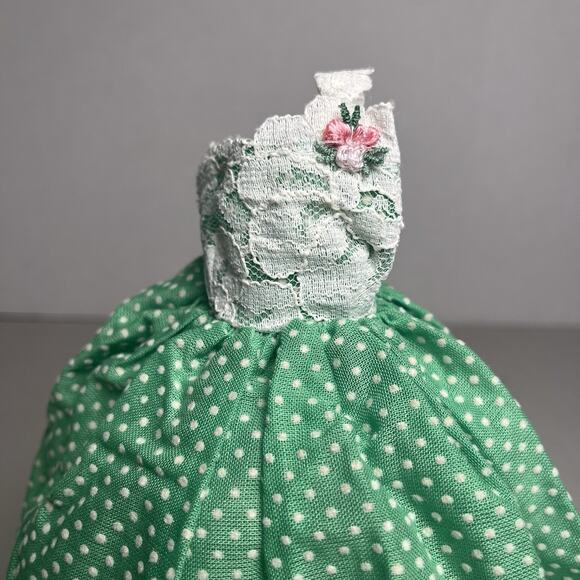 Vintage Handmade Barbie Dress Southern Belle Green Eyelet Lace Gown Trim OOAK - Picture 3 of 9